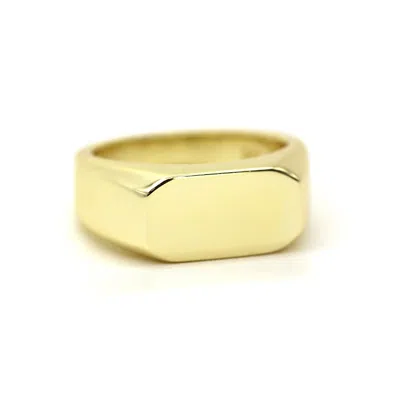 VICSTONENYC FINE JEWELRY GOLD TIMELESS BOLD SIGNET RING FOR MEN - YELLOW VERMEIL - STERLING SILVER