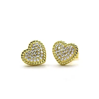 VICSTONENYC FINE JEWELRY WOMEN'S GOLD LUXURY HEART STUD EARRINGS – LUXURY, SPARKLE, AND LOVE