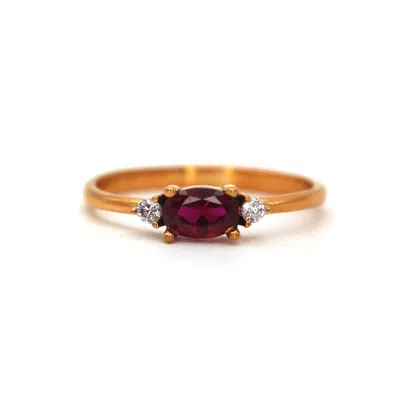 VICSTONENYC FINE JEWELRY WOMEN'S NATURAL OVAL RUBY AND DIAMOND ROSE GOLD RING