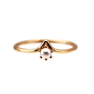 VICSTONENYC FINE JEWELRY WOMEN'S ROSE GOLD AKOYA PEARL UNIQUE CURVE ROSE  GOLD RING