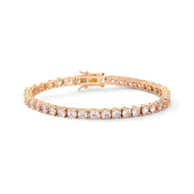 VICSTONENYC FINE JEWELRY WOMEN'S TRIPLE EXCELLENT CUT C.Z TENNIS BRACELET IN ROSE GOLD VERMEIL - STERLING SILVER