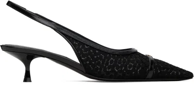 VICTORIA BECKHAM BLACK MESH SLINGBACK KITTEN HEEL