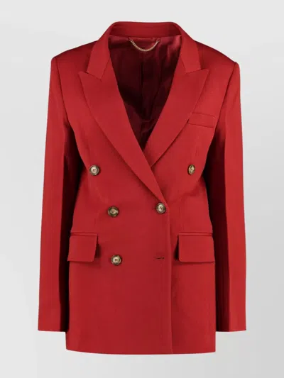 VICTORIA BECKHAM DOUBLE-BREASTED WOOL BLAZER WITH STRUCTURED SHOULDERS