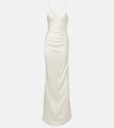 VICTORIA BECKHAM DRAPED CRÊPE SATIN SLIP DRESS