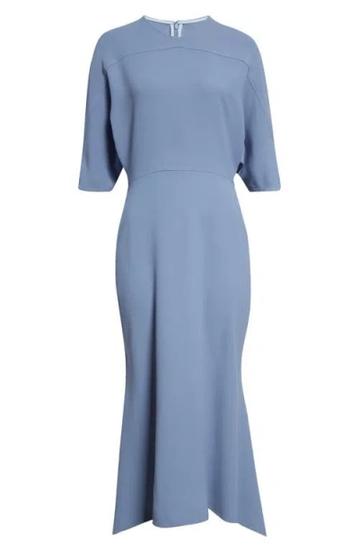 VICTORIA BECKHAM VICTORIA BECKHAM DROP SLEEVE KICK CREPE MIDI DRESS