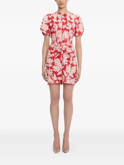 VICTORIA BECKHAM FLORAL-PRINT GATHERED MINI DRESS