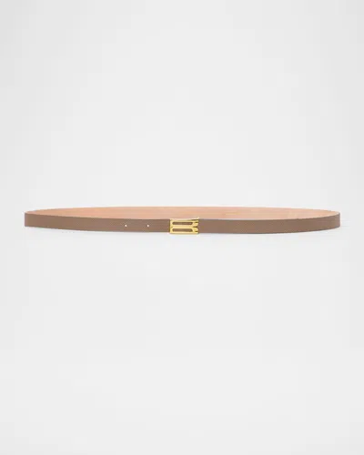 VICTORIA BECKHAM GOLD-PLATED B-LOGO SKINNY LEATHER BELT