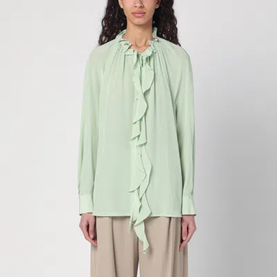 VICTORIA BECKHAM VICTORIA BECKHAM LIGHT GREEN SHIRT WITH RUFFLES