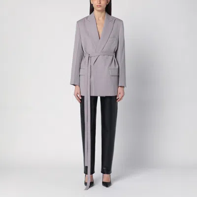 VICTORIA BECKHAM VICTORIA BECKHAM LIGHT GREY WOOL JACKET WITH BELT