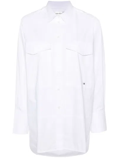 VICTORIA BECKHAM LOGO-EMBROIDERED COTTON SHIRT