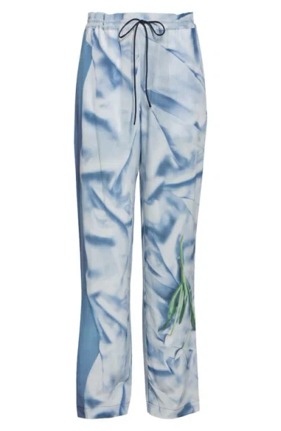 VICTORIA BECKHAM VICTORIA BECKHAM PLEAT DETAIL & FLOWERS TROMPE L'OEIL SILK SATIN PANTS