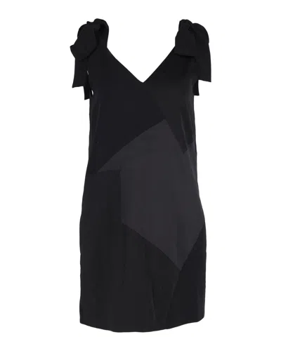 VICTORIA BECKHAM TIE-STRAPS PANELED MINI DRESS IN BLACK POLYESTER