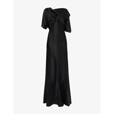 VICTORIA BECKHAM WOMENS BLACK ASYMMETRIC RUCHED-FRONT SATIN GOWN