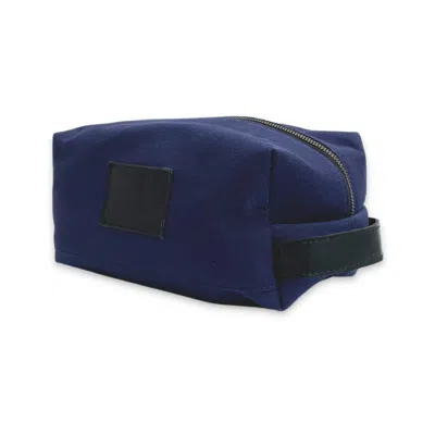 VIDA VIDA BLUE CANVAS & LEATHER WASH BAG - NAVY & BLACK