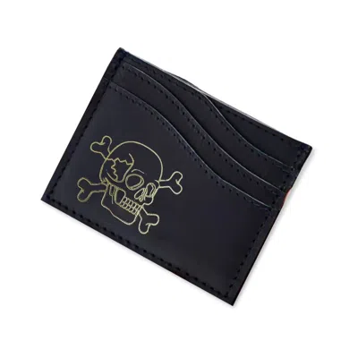 VIDA VIDA MEN'S LEATHER CARD HOLDER SKULL - BLACK