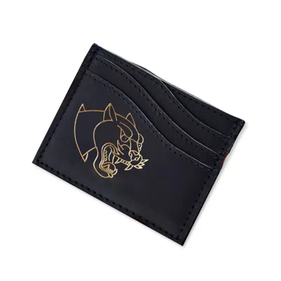 VIDA VIDA MEN'S PANTHER TATTOO LEATHER CARD HOLDER - BLACK