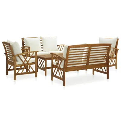 VIDAXL 5 PIECE GARDEN LOUNGE SET WITH CUSHIONS SOLID ACACIA WOOD, 3057989
