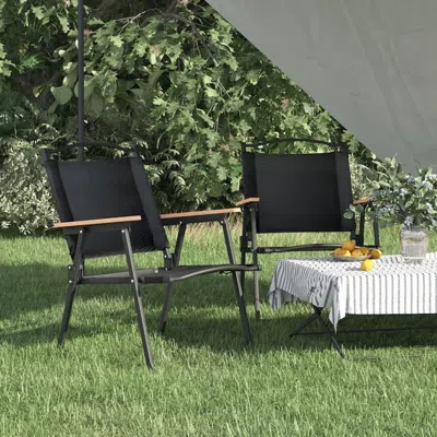 VIDAXL CAMPING CHAIRS 2 PCS BLACK 21.3"X21.7"X30.7" OXFORD FABRIC
