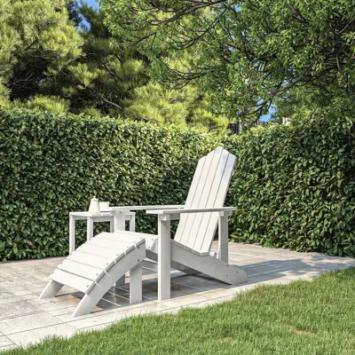 VIDAXL PATIO ADIRONDACK CHAIR WITH FOOTSTOOL HDPE WHITE