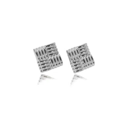 VIEA WOMEN'S ASHA SQUARE TEXTURED EARRINGS - SILVER