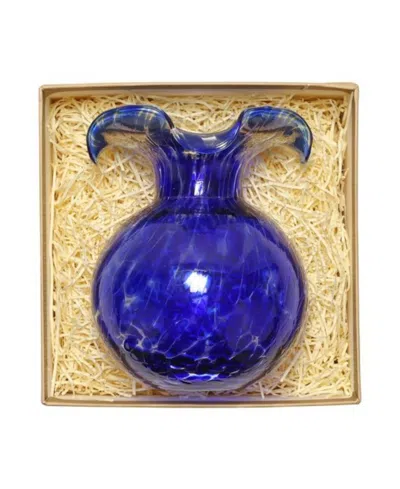 VIETRI HIBISCUS GLASS COBALT TORTOISESHELL BUD VASE