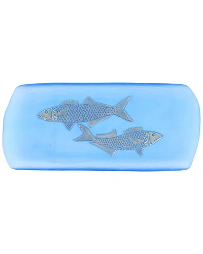 VIETRI VIETRI ISOLA GLASS MEDIUM FISH RECTANGULAR TRAY WITH $9 CREDIT