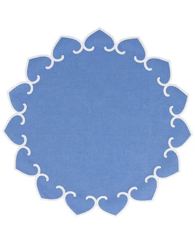 VIETRI VIETRI TESSUTI CORNFLOWER BLUE ROUND PLACEMATS WITH WHITE STITCHING - SET OF 4 WITH $15 CREDIT