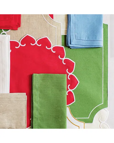 VIETRI VIETRI TESSUTI SAGE GREEN RECTANGULAR PLACEMATS WITH WHITE STITCHING - SET OF 4 WITH $15 CREDIT