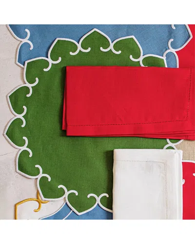 VIETRI VIETRI TESSUTI SAGE GREEN ROUND PLACEMATS WITH WHITE STITCHING - SET OF 4 WITH $15 CREDIT