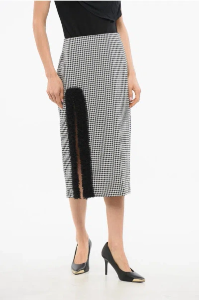 VIKTOR & ROLF Houndstooth Pencil Skirt with Tulle Detail