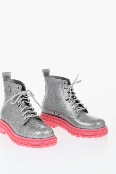 VIKTOR & ROLF MELISSA Glittered Rubber COTURNO Booties with Contrasting So