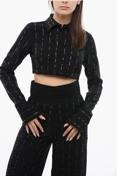VIKTOR & ROLF Rhinestoned Cropped Shirt