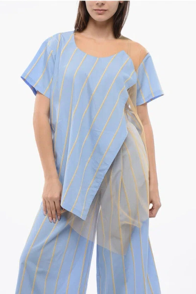 VIKTOR & ROLF Striped FLOATING TIME T-shirt With Mesh Detail