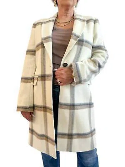 VILAGALLO VILAGALLO PLAID WOOL COAT IN CREAM - SIZE 38