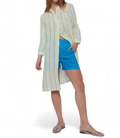 VILAGALLO REBECCA DRESS IN GREEN NEON STRIPES