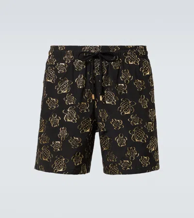 VILEBREQUIN JACQUARD EMBROIDERED SWIM TRUNKS