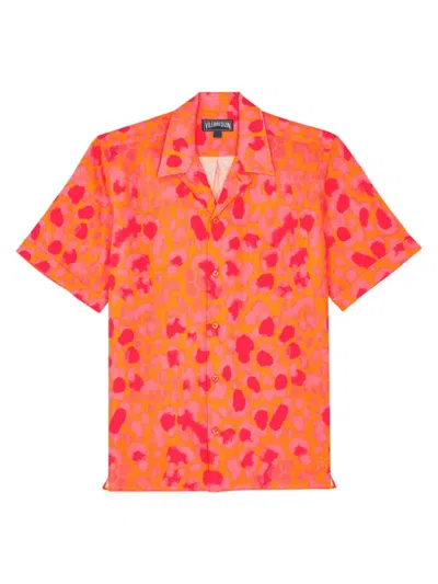 VILEBREQUIN MEN'S NEW LEOPARD LINEN CAMP SHIRT