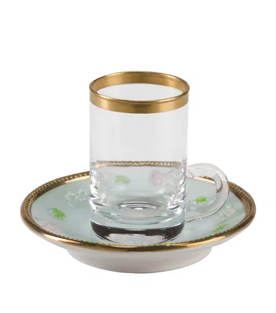 VILLARI BLOOMING BUTTERFLY TEACUP AND SAUCER