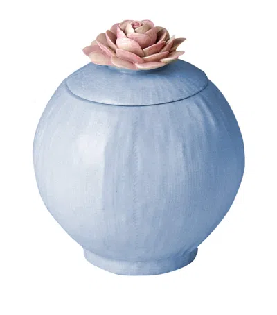 VILLARI PORCELAIN ROSE TOPPED SUGAR BOWL