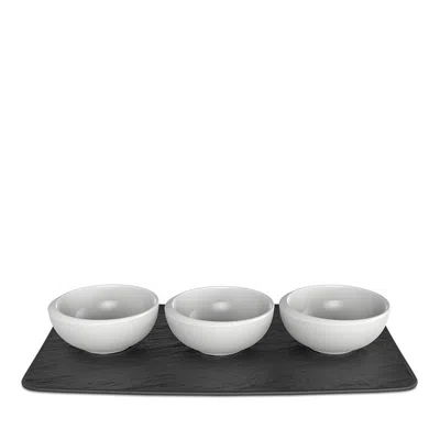 VILLEROY & BOCH NEW MOON DIP BOWL & TRAY, SET OF 4
