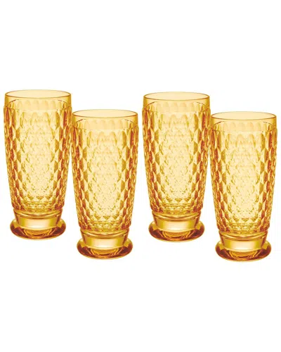 VILLEROY & BOCH VILLEROY & BOCH SET OF 4 BOSTON SAFFRON HIGHBALL / TUMBLERS