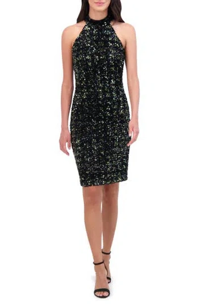 VINCE CAMUTO VINCE CAMUTO CUTOUT VELVET SEQUIN COCKTAIL DRESS
