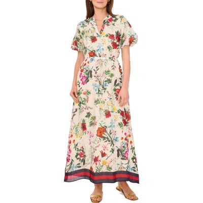 VINCE CAMUTO VINCE CAMUTO FLORAL PUFF SLEEVE A-LINE MAXI DRESS