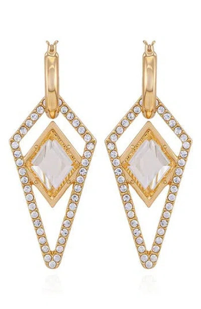 VINCE CAMUTO VINCE CAMUTO GLASS STONE DROP HUGGIE HOOP EARRINGS