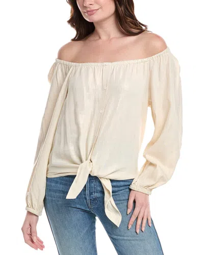 VINCE CAMUTO OFF-THE-SHOULDER LINEN-BLEND BLOUSE
