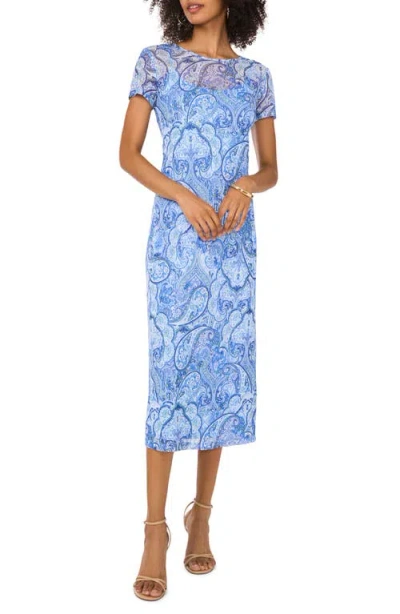 VINCE CAMUTO VINCE CAMUTO PAISLEY MESH MIDI DRESS