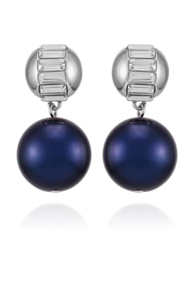 VINCE CAMUTO VINCE CAMUTO PEARL DROP EARRINGS WITH BAGUETTE ACCENTS