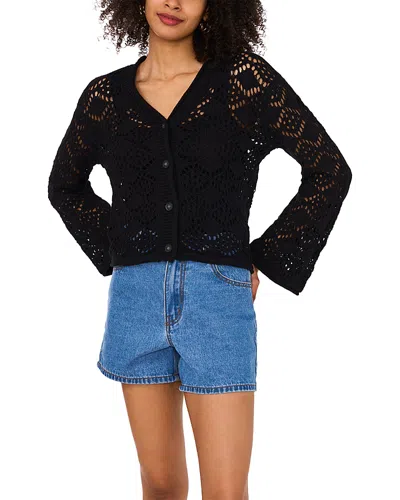 VINCE CAMUTO POINTELLE V NECK LONG SLEEVE CARDIGAN