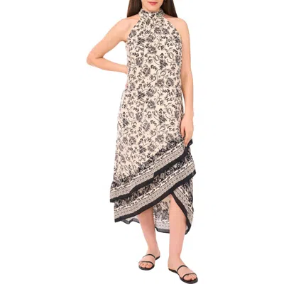 VINCE CAMUTO VINCE CAMUTO PRINT SLEEVELESS HIGH-LOW MAXI DRESS