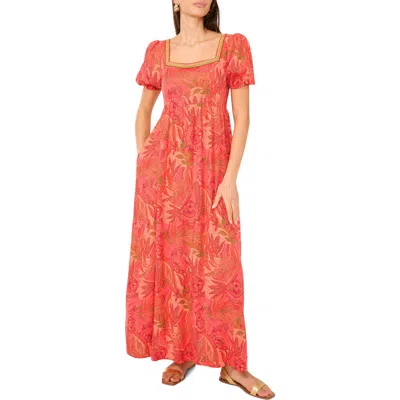 VINCE CAMUTO VINCE CAMUTO SQUARE NECK PUFF SLEEVE EMPIRE WAIST MAXI DRESS